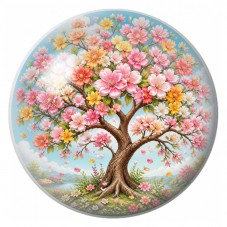 Cabochon en Verre Illustré Arbre Fleuri aux Couleurs Vives 12 à 25mm pour la Création de Bijoux Fantaisie - DIY