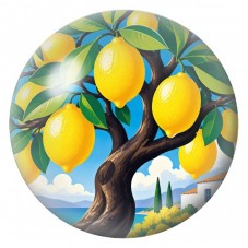 Cabochon en Verre Illustré Citronnier au Bord de la Mer 12 à 25mm pour la Création de Bijoux Fantaisie - DIY