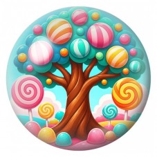 Cabochon en Verre Illustré Arbre à Sucettes Multicolores 12 à 25mm pour la Création de Bijoux Fantaisie - DIY