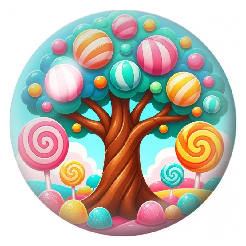 Cabochon en Verre Illustré Arbre à Sucettes Multicolores 12 à 25mm