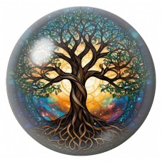 Cabochon en Verre Illustré Arbre de Vie Cosmique en Vitrail 12 à 25mm pour la Création de Bijoux Fantaisie - DIY