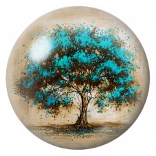Cabochon en Verre Illustré Arbre Turquoise aux Éclaboussures 12 à 25mm pour la Création de Bijoux Fantaisie - DIY