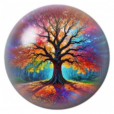 Cabochon en Verre Illustré Arbre aux Feuillages Multicolores 12 à 25mm pour la Création de Bijoux Fantaisie - DIY