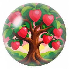 Cabochon en Verre Illustré Pommier aux Cœurs Rouges 12 à 25mm pour la Création de Bijoux Fantaisie - DIY