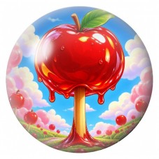 Cabochon en Verre Illustré Pommier Géant au Tronc Rouge 12 à 25mm pour la Création de Bijoux Fantaisie - DIY