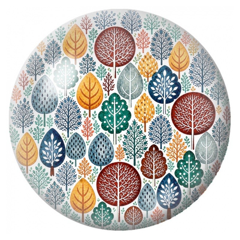 Cabochon en Verre Illustré Arbres Graphiques aux Feuilles Colorées 12 à 25mm