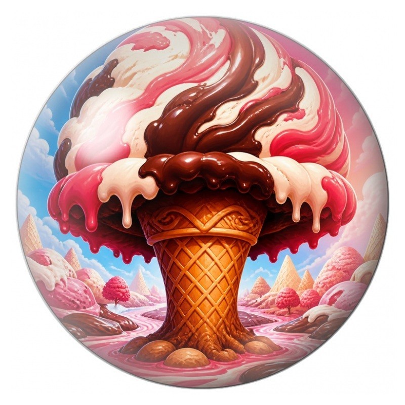 Cabochon en Verre Illustré Arbre aux Glaces et aux Cornets 12 à 25mm
