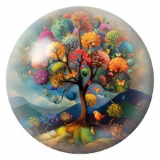 Cabochon en Verre Illustré Arbre Fantaisie aux Fleurs et aux Papillons 12 à 25mm pour la Création de Bijoux Fantaisie - DIY