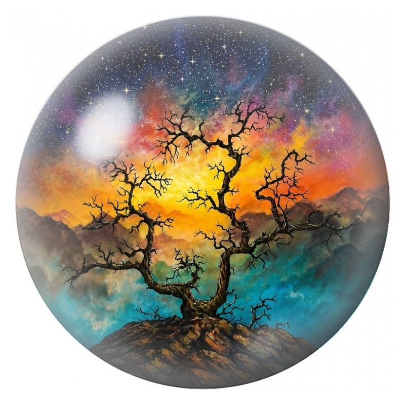 Cabochon en Verre Illustré Arbres Décharnés sous une Voie Lactée 12 à 25mm
