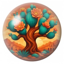 Cabochon en Verre Illustré Arbre Cactus au Cœur du Désert 12 à 25mm pour la Création de Bijoux Fantaisie - DIY