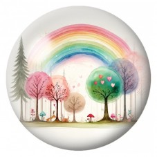 Cabochon en Verre Illustré Forêt Arc-en-Ciel aux Petits Animaux 12 à 25mm pour la Création de Bijoux Fantaisie - DIY