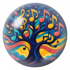 Cabochon en Verre Illustré Arbre Musical aux Notes Colorées 12 à 25mm pour la Création de Bijoux Fantaisie - DIY
