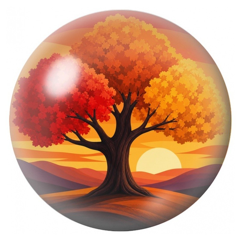 Cabochon en Verre Illustré Arbre d’Automne au Soleil Couchant 12 à 25mm