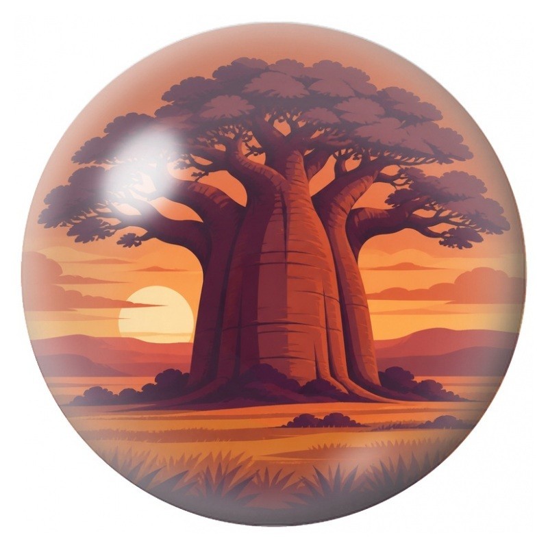 Cabochon en Verre Illustré Baobab au Soleil Couchant 12 à 25mm
