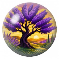Cabochon en Verre Illustré Arbre de Lavande au Soleil 12 à 25mm pour la Création de Bijoux Fantaisie - DIY