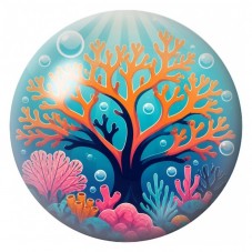 Cabochon en Verre Illustré Arbre Corail sous les Bulles 12 à 25mm pour la Création de Bijoux Fantaisie - DIY