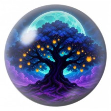 Cabochon en Verre Illustré Arbre de Vie sous la Lune 12 à 25mm pour la Création de Bijoux Fantaisie - DIY