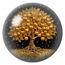 Cabochon en Verre Illustré Pommier d’Or sur Fond Noir 12 à 25mm pour la Création de Bijoux Fantaisie - DIY
