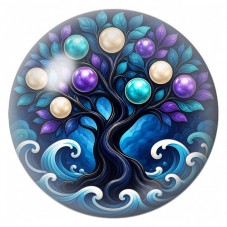 Cabochon en Verre Illustré Arbre aux Citrouilles sous la Lune 12 à 25mm pour la Création de Bijoux Fantaisie - DIY