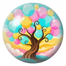 Cabochon en Verre Illustré Arbre aux Bulles de Couleur 12 à 25mm pour la Création de Bijoux Fantaisie - DIY