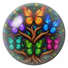 Cabochon en Verre Illustré Arbre aux Papillons Multicolores 12 à 25mm pour la Création de Bijoux Fantaisie - DIY