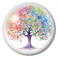 Cabochon en Verre Illustré Arbre Aquarellé Arc-en-Ciel 12 à 25mm pour la Création de Bijoux Fantaisie - DIY