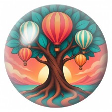 Cabochon en Verre Illustré Arbre aux Ballons Colorés 12 à 25mm pour la Création de Bijoux Fantaisie - DIY