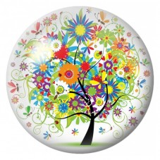 Cabochon en Verre Illustré Arbre aux Fleurs et aux Coccinelles 12 à 25mm pour la Création de Bijoux Fantaisie - DIY