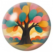 Cabochon en Verre Illustré Arbre aux Feuilles en Ballons 12 à 25mm pour la Création de Bijoux Fantaisie - DIY