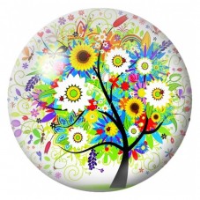 Cabochon en Verre Illustré Arbre Fleuri aux Coccinelles 12 à 25mm pour la Création de Bijoux Fantaisie - DIY