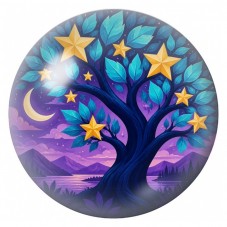 Cabochon en Verre Illustré Arbre Cosmique aux Étoiles 12 à 25mm pour la Création de Bijoux Fantaisie - DIY