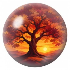 Cabochon en Verre Illustré Arbre d’Automne au Soleil 12 à 25mm pour la Création de Bijoux Fantaisie - DIY