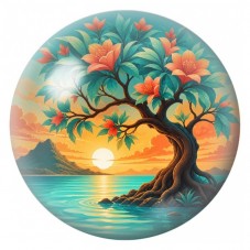 Cabochon en Verre Illustré Arbre aux Fleurs d’Oranger 12 à 25mm pour la Création de Bijoux Fantaisie - DIY