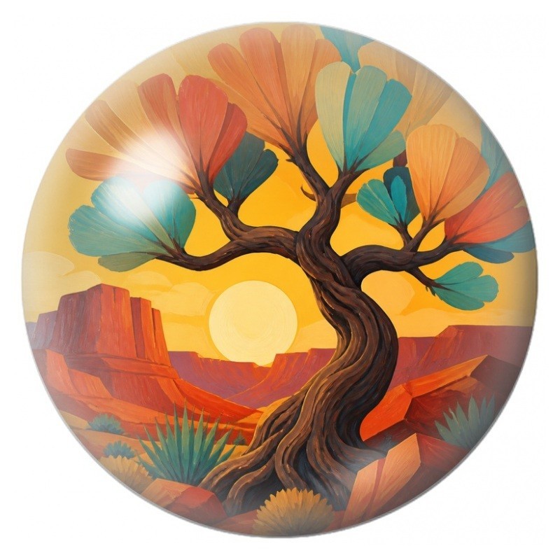 Cabochon en Verre Illustré Arbre aux Feuilles du Désert 12 à 25mm