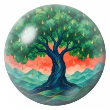Cabochon en Verre Illustré Arbre aux Gouttes Dorées 12 à 25mm pour la Création de Bijoux Fantaisie - DIY