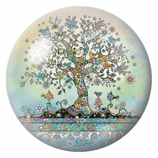 Cabochon en Verre Illustré Arbre aux Oiseaux et aux Fleurs 12 à 25mm pour la Création de Bijoux Fantaisie - DIY