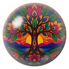 Cabochon en Verre Illustré Arbre aux Lotus du Soleil Couchant 12 à 25mm pour la Création de Bijoux Fantaisie - DIY