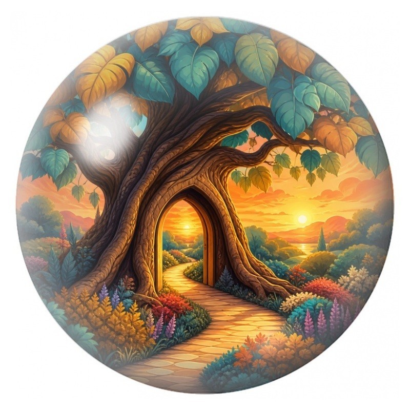 Cabochon en Verre Illustré Arbre aux Fleurs Flamboyantes 12 à 25mm