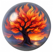Cabochon en Verre Illustré Arbre aux Feuilles de Feu 12 à 25mm pour la Création de Bijoux Fantaisie - DIY