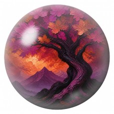 Cabochon en Verre Illustré Arbre Pourpre au Soleil Couchant 12 à 25mm pour la Création de Bijoux Fantaisie - DIY