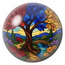 Cabochon en Verre Illustré Arbre aux Feuilles des Quatre Saisons 12 à 25mm pour la Création de Bijoux Fantaisie - DIY