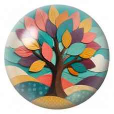 Cabochon en Verre Illustré Arbre aux Feuilles Colorées 12 à 25mm pour la Création de Bijoux Fantaisie - DIY