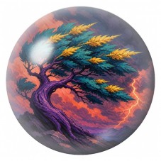 Cabochon en Verre Illustré Arbre Bleu sous l’Orage 12 à 25mm pour la Création de Bijoux Fantaisie - DIY