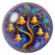 Cabochon en Verre Illustré Arbre aux Cloches Dorées 12 à 25mm pour la Création de Bijoux Fantaisie - DIY
