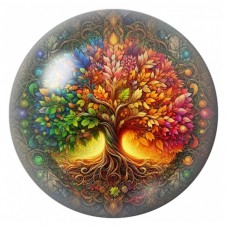 Cabochon en Verre Illustré Arbre de Vie aux Couleurs d’Automne 12 à 25mm pour la Création de Bijoux Fantaisie - DIY