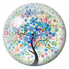 Cabochon en Verre Illustré Arbre aux Fleurs et aux Oiseaux 12 à 25mm pour la Création de Bijoux Fantaisie - DIY