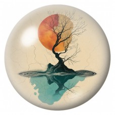 Cabochon en Verre Illustré Arbre Refleté sous le Soleil 12 à 25mm pour la Création de Bijoux Fantaisie - DIY