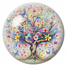 Cabochon en Verre Illustré Arbre Jardin aux Papillons 12 à 25mm pour la Création de Bijoux Fantaisie - DIY