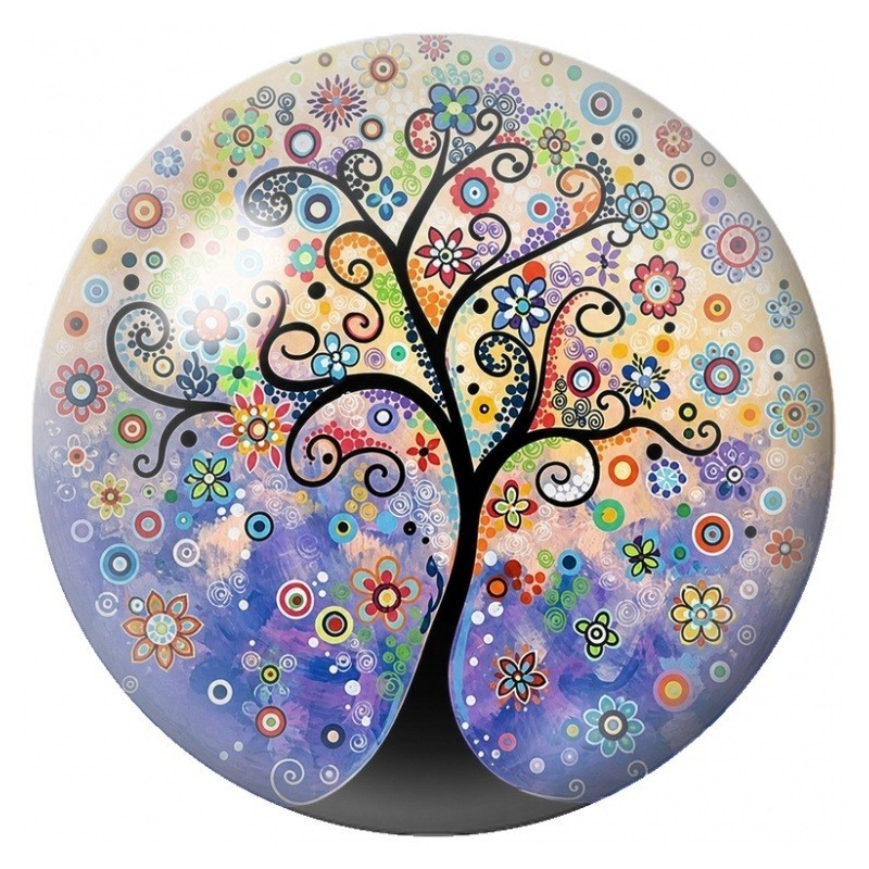 Cabochon en Verre Illustré Arbre Abstrait aux Spirales Colorées 12 à 25mm