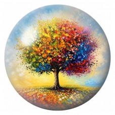 Cabochon en Verre Illustré Arbre aux Couleurs Éclatantes 12 à 25mm pour la Création de Bijoux Fantaisie - DIY